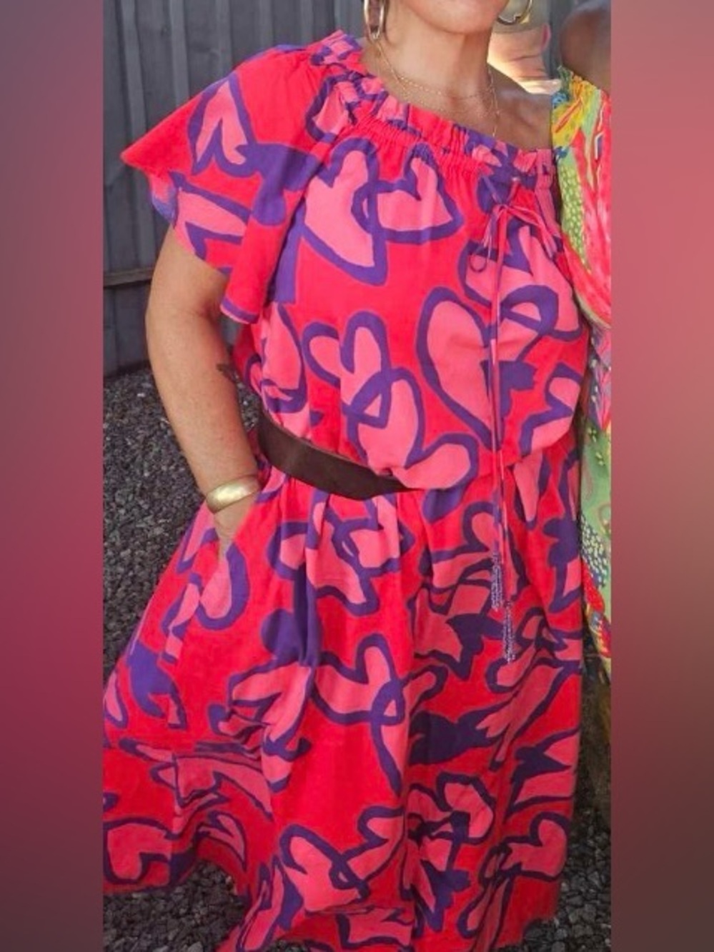 FARM Rio Pink and Purple Heart-Print Midi Dress - Picture 2 of 2